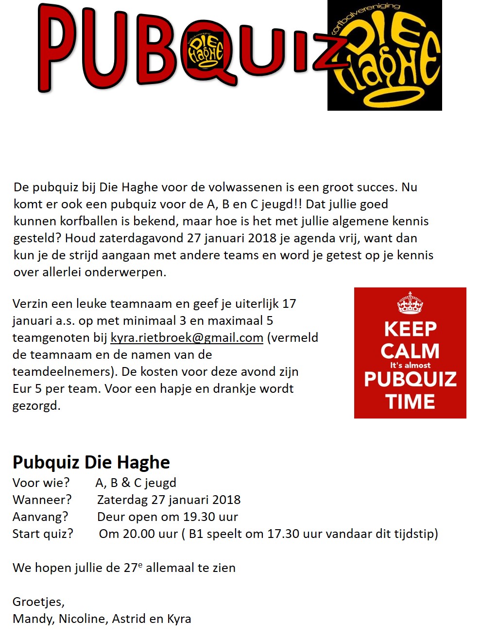 Pubquiz Voor A - B & C - KV Die Haghe